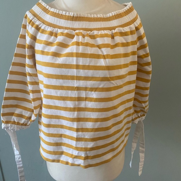 J Crew  Yellow and White striped shirt - Picture 6 of 7